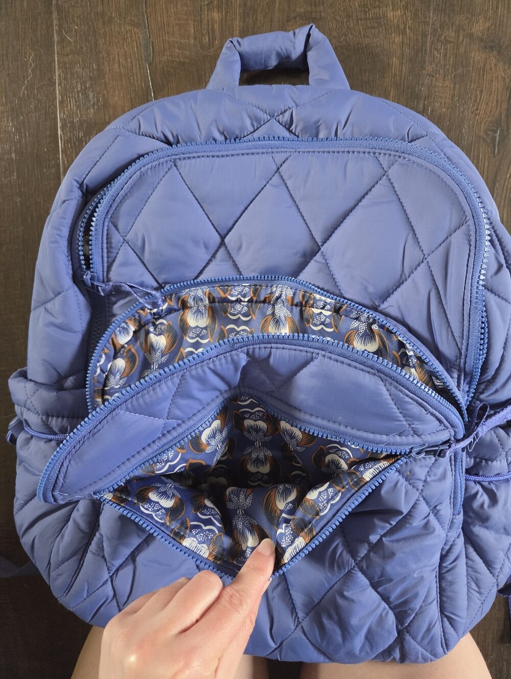 Vera Bradley Bancroft Backpack - Deep Ultramarine Quilted Back To School - Picture 7 of 12